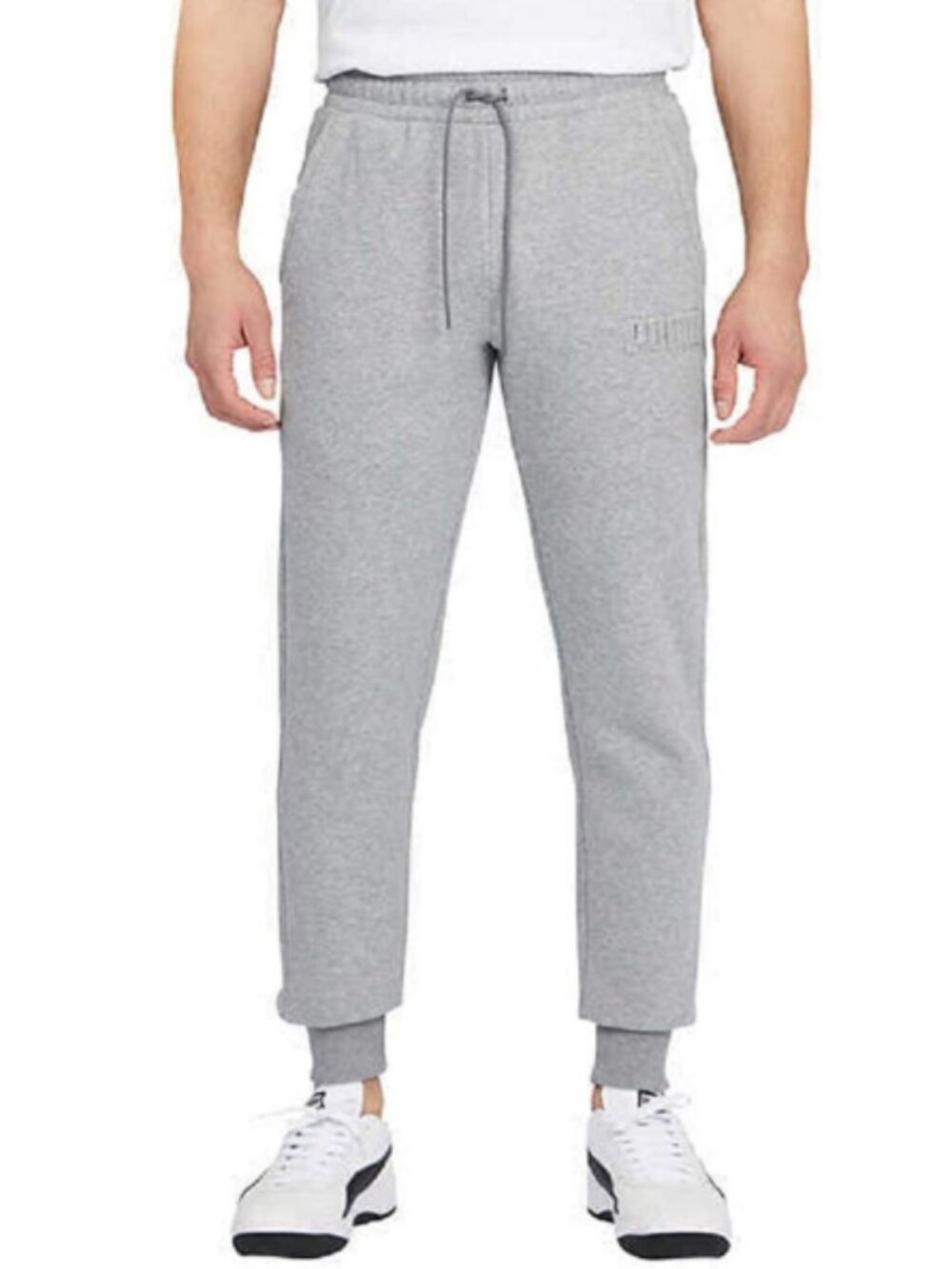 PUMA Men's Embossed Logo Fleece Jogger Pants Sweatpants - Gray Heather Size XL